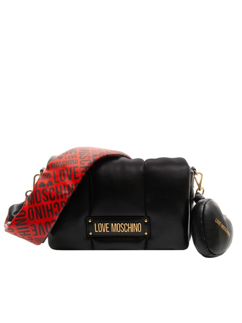 LOVE MOSCHINO PUFFY LOGO Bolso de hombro con bolsa de corazón negro/rojo/negro - Bolsos Mujer