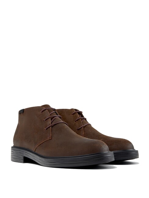 CAMPER DEAN Botines con cordones en piel nobuck marrón oscuro - Zapatos Hombre
