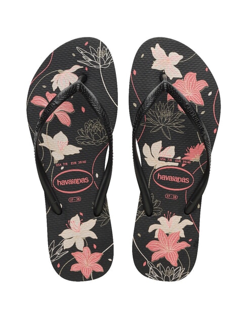 HAVAIANAS SLIM ORGANIC Chanclas negro/ceniza oscuro/rosa claro - Zapatos Mujer