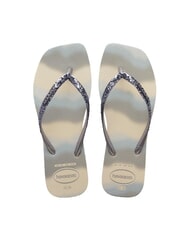 HAVAIANAS STYLESLIM SQUARE GLITTER Chanclas cuadradas beige/plata metalizado - Zapatos Mujer - 1