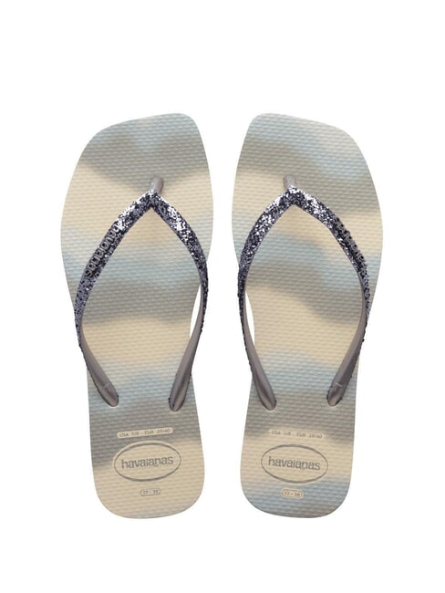 HAVAIANAS STYLESLIM SQUARE GLITTER Chanclas cuadradas beige/plata metalizado - Zapatos Mujer