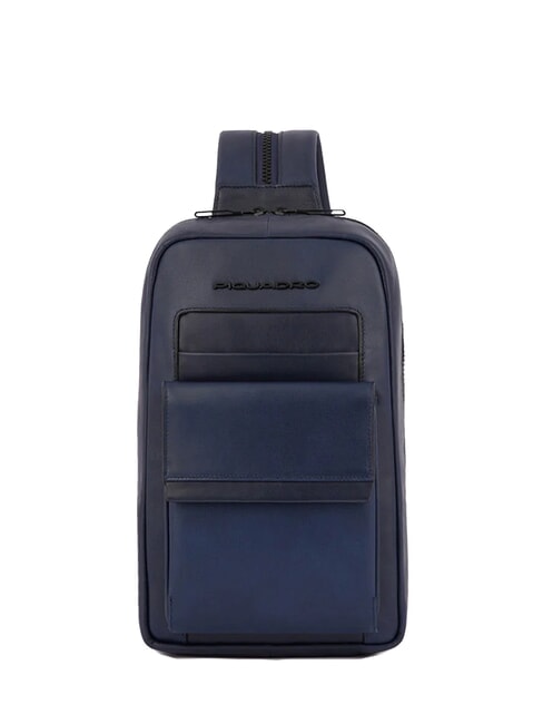 PIQUADRO FINN  Mochila / Bolso bandolera en piel azul - Mochilas para portátil