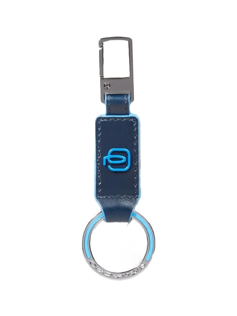PIQUADRO BLUE SQUARE Llavero de cuero con dije azul - Llaveros