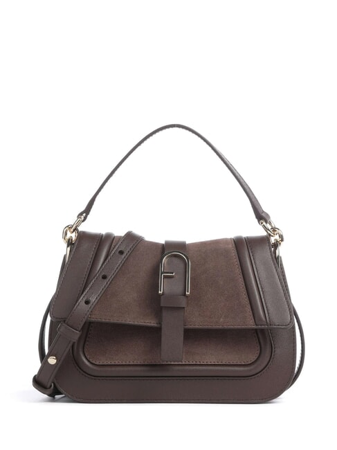 FURLA FLOW Bolso pequeño de piel con bandolera tonos espresso - Bolsos Mujer