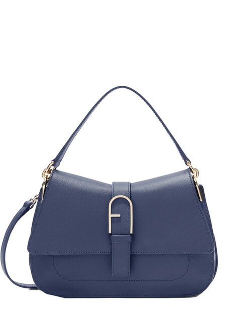FURLA FLOW M bolso de mano m de piel azul real - Bolsos Mujer