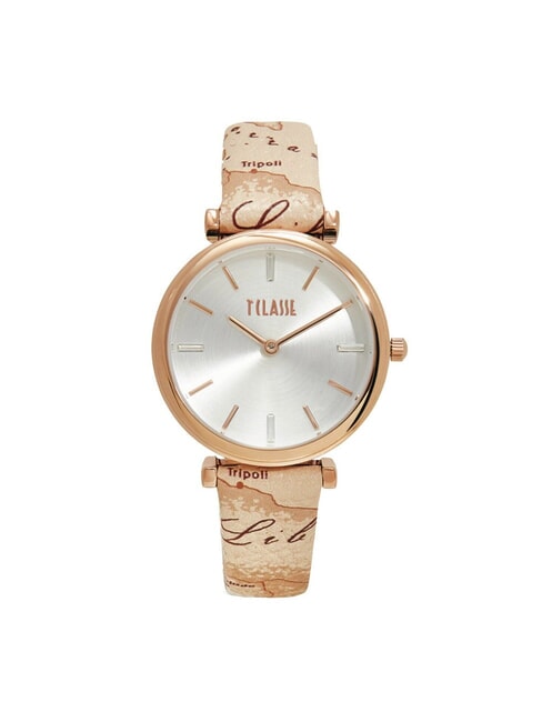 ALVIERO MARTINI PRIMA CLASSE SARDEGNA Reloj solo con hora y correa de piel beige geográfico - Relojes