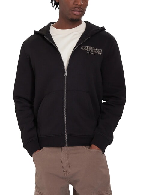 GUESS ZIP BASIC Sudadera con capucha y cremallera completa jetbla - Sudaderas
