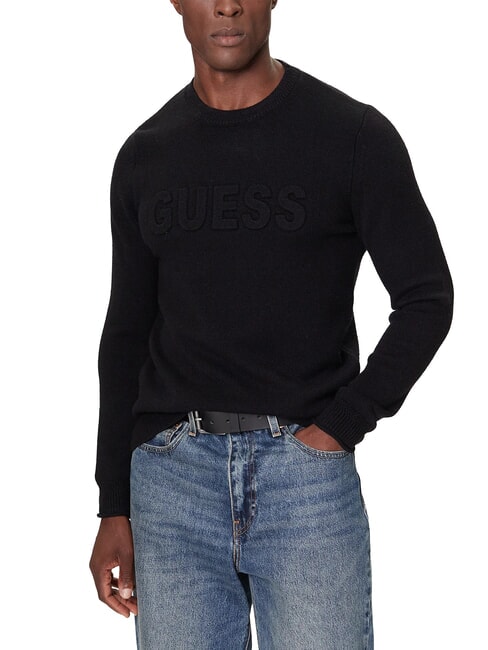 GUESS 3D LOGO Suéter de cuello redondo jetbla - Suéteres de los hombres
