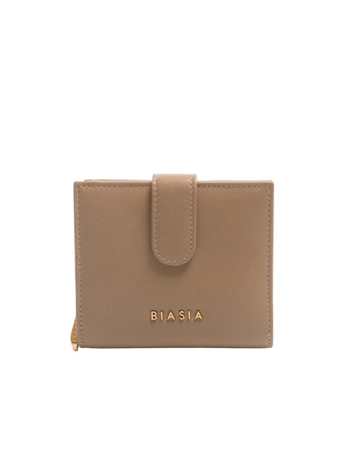 BIASIA EDA Cartera compacta de cuero gris pardo - Carteras Mujer