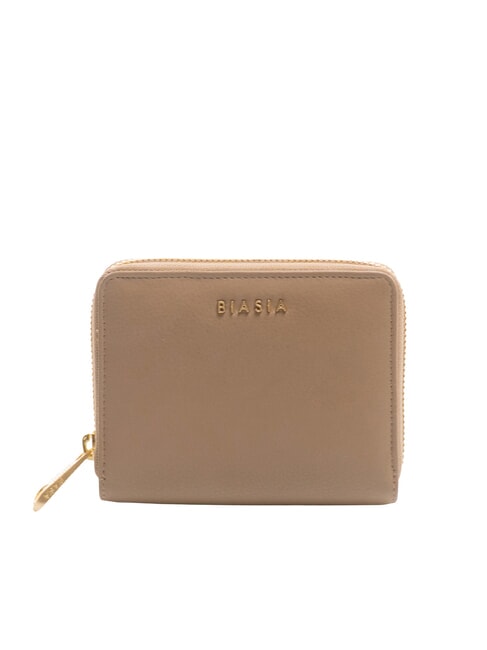 BIASIA EDA Cartera mediana de piel con cremallera gris pardo - Carteras Mujer