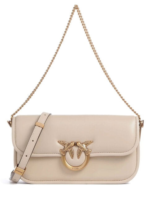 PINKO LOVE BOX Bolso de hombro, en piel beige-gris ahumado-oro antiguo - Bolsos Mujer