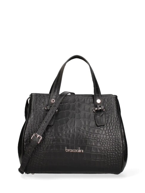 BRACCIALINI ZOE CROCO Bolso de piel estampado negro - Bolsos Mujer