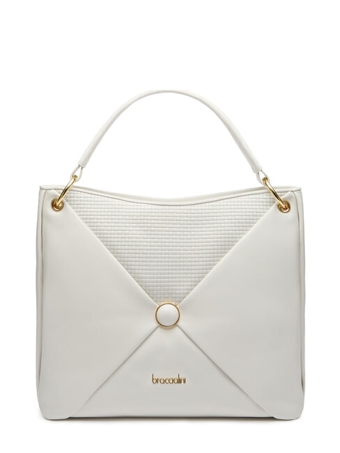 BRACCIALINI NAOMI Bolso de hombro tipo hobo de piel blanco - Bolsos Mujer