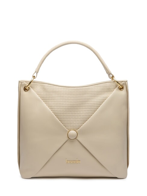 BRACCIALINI NAOMI Bolso de hombro tipo hobo de piel beige - Bolsos Mujer
