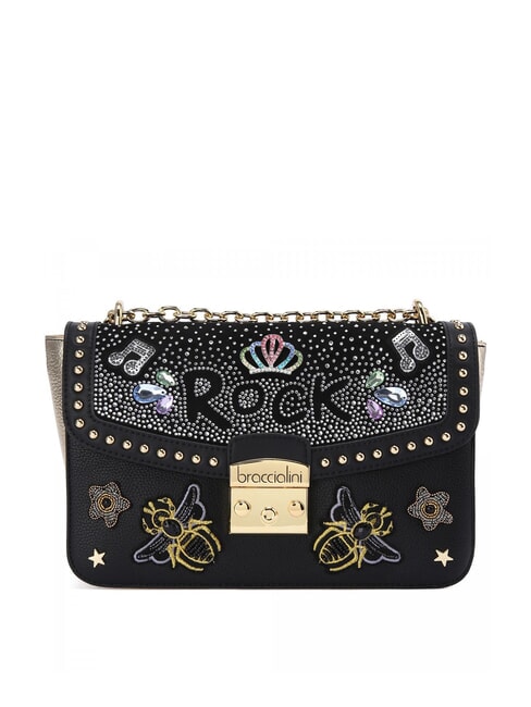 BRACCIALINI ROCK Bolso convertible con solapa negro - Bolsos Mujer