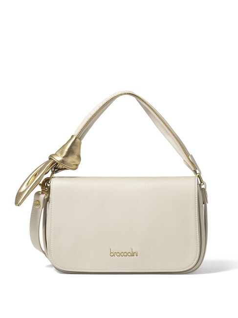 BRACCIALINI GRETA Bolso de piel con bandolera beige - Bolsos Mujer