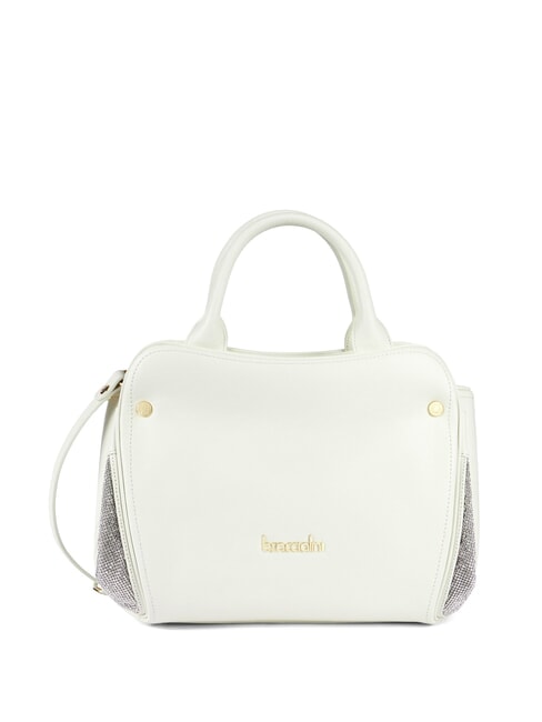 BRACCIALINI KIM Bolso mediano con inserciones de malla metálica blanco - Bolsos Mujer