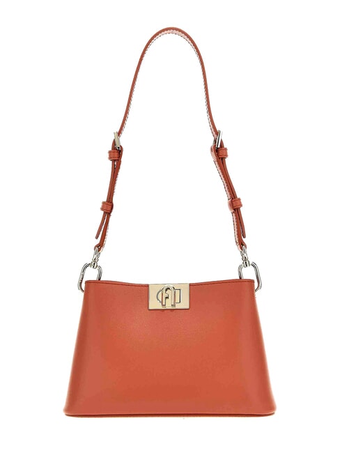 FURLA FLEUR Bolso de hombro de piel de becerro canela - Bolsos Mujer