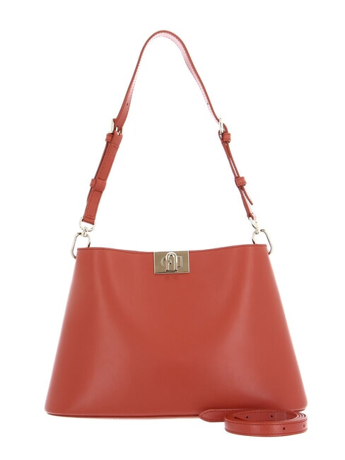 FURLA FLEUR Bolso bandolera de piel con bandolera canela - Bolsos Mujer