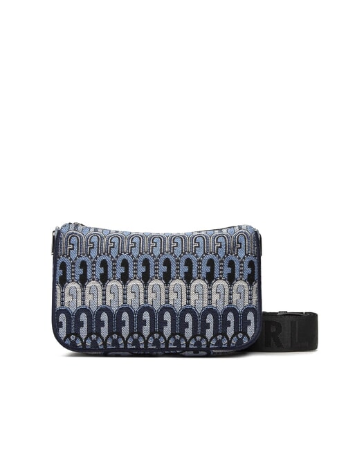 FURLA MOON Mini bolso en tejido jacquard tonos azul denim + negro - Bolsos Mujer