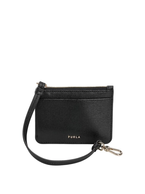 FURLA BABYLON Tarjetero de piel con llavero negro - Carteras Mujer