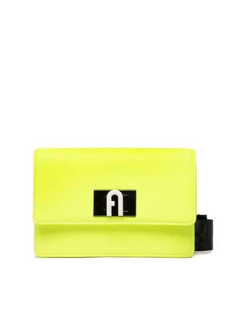 FURLA 1927 SOFT Mini bolso de hombro en piel napa amarillo fluorescente + negro - Bolsos Mujer