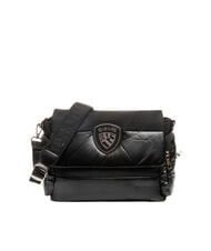 BLAUER PADDED NYLON Bolso de hombro mullido con logotipo de diamantes de imitaci&oacute;n NEGRO - Bolsos Mujer - 1