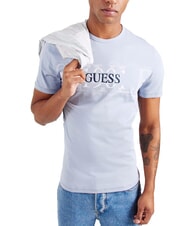 GUESS CHEST BOX Camiseta de algodón con estampado nimbo azul - camiseta - 1