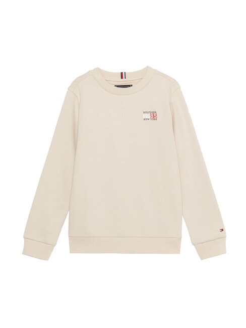 TOMMY HILFIGER TH KIDS Sudadera de cuello redondo con escudo del logotipo crema de cachemira - Sudadera Bebé