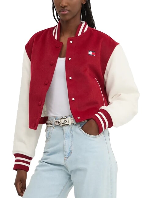 TOMMY HILFIGER TH JEANS Chaqueta corta de mezcla de lana rojo regata - Chaquetas de mujer