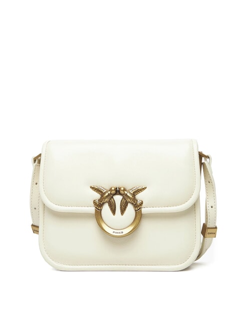 PINKO LOVE BOX Mini bolso de hombro de piel blanco seda-oro antiguo - Bolsos Mujer