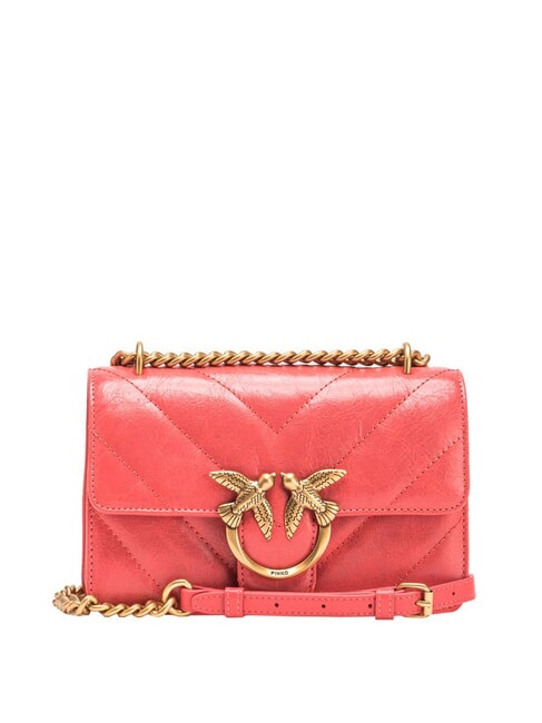 PINKO LOVE ONE MINI Bolso mini piel serraje coral. oro antiguo picante - Bolsos Mujer