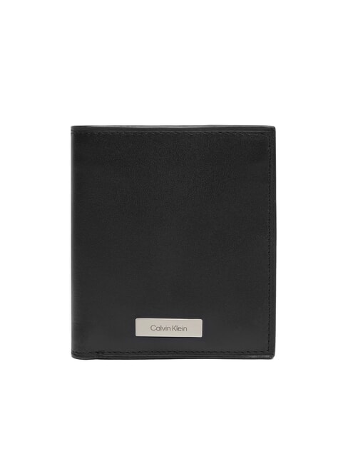 CALVIN KLEIN CK PLAQUE Cartera de cuero vertical En negro - Carteras Hombre