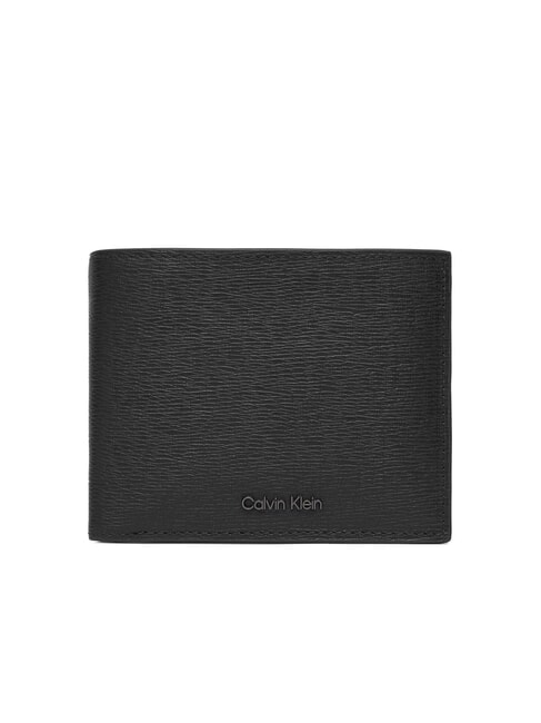 CALVIN KLEIN LOGO HARDWARE SAFFIANO Cartera de piel con solapa y monedero En negro - Carteras Hombre