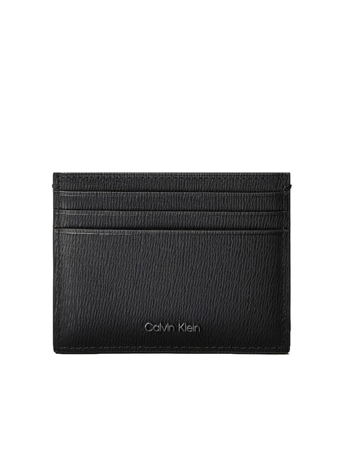 CALVIN KLEIN LOGO HARDWARE SAFFIANO Tarjetero de cuero En negro - Carteras Hombre