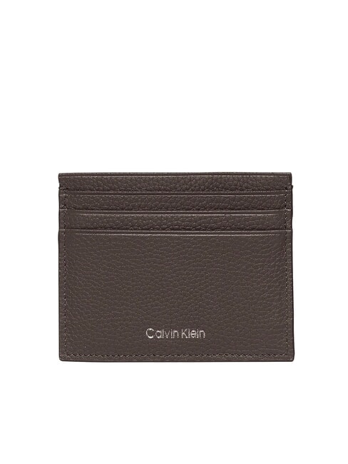CALVIN KLEIN FOIL EMBOSS  Tarjetero plano de cuero ck marrón oscuro - Carteras Hombre