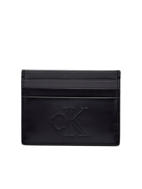 CALVIN KLEIN BOLD LOGO Tarjetero de cuero En negro - Carteras Hombre