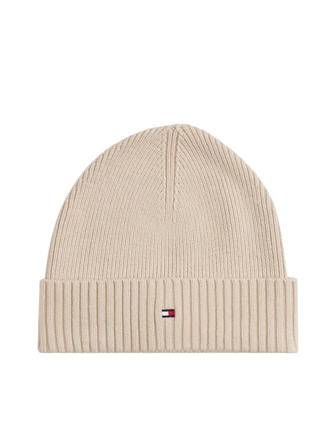 TOMMY HILFIGER TH FLAG Gorro de algodón con puño beige clásico - Sombreros