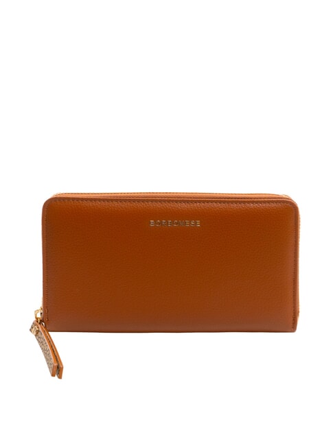 BORBONESE BIRDIE Cartera grande de cuero con cremallera marrón - Carteras Mujer