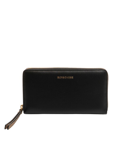 BORBONESE BIRDIE Cartera grande de cuero con cremallera negro - Carteras Mujer