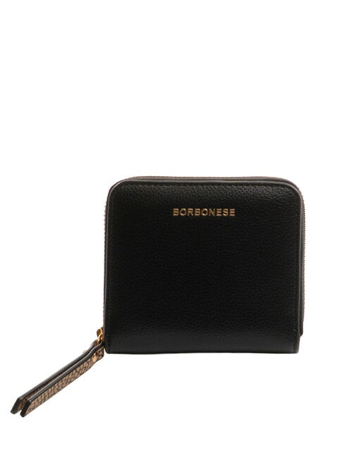 BORBONESE BIRDIE Cartera pequeña de cuero con cremallera negro - Carteras Mujer
