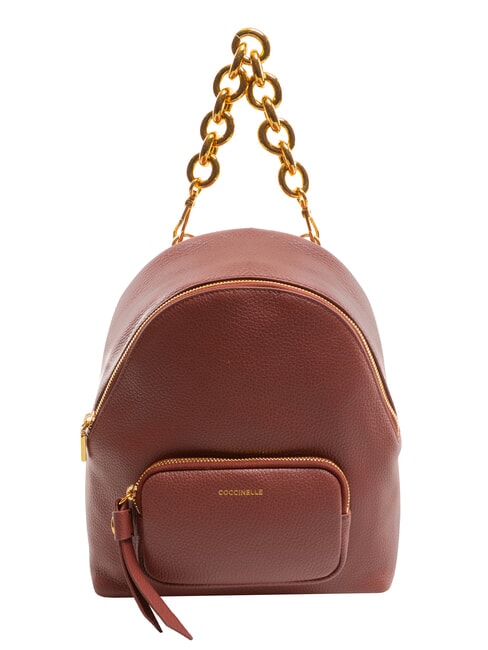 COCCINELLE FENIX Mochila pequeña de cuero brandy - Bolsos Mujer