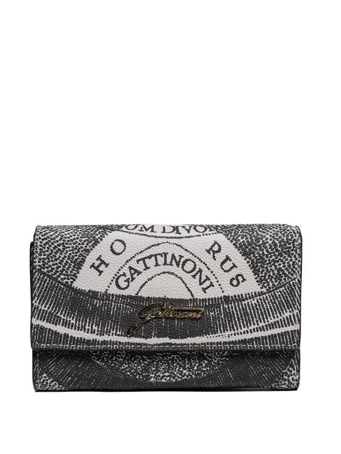 GATTINONI PLANETARIUM Cartera mediana con solapa monocromático gris claro/negro - Carteras Mujer