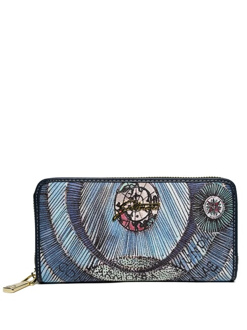 GATTINONI PLANETARIUM Cartera grande con cremallera alrededor aguamarina/azul marino - Carteras Mujer