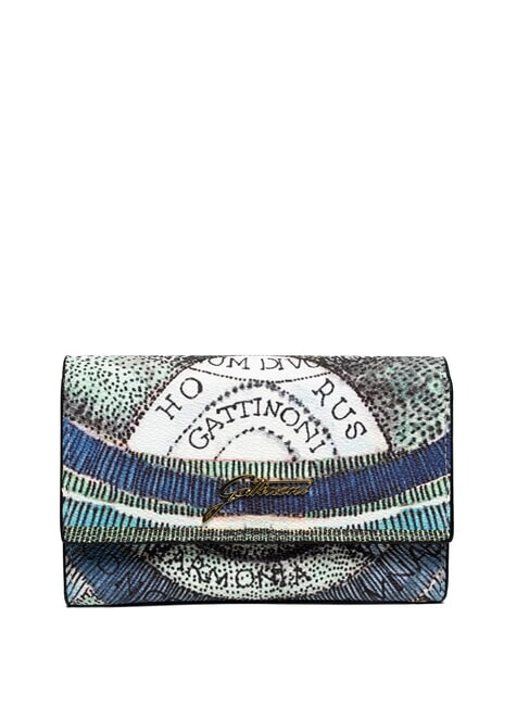 GATTINONI PLANETARIUM Cartera mediana con solapa aguamarina/azul marino - Carteras Mujer