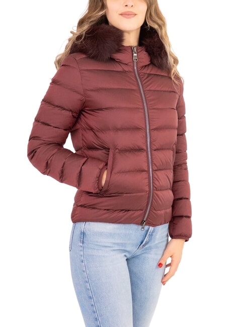 COLMAR DELUXE Chaqueta de plumas con capucha de piel morena oscura-oscuras - Chaquetas de plumas de mujer