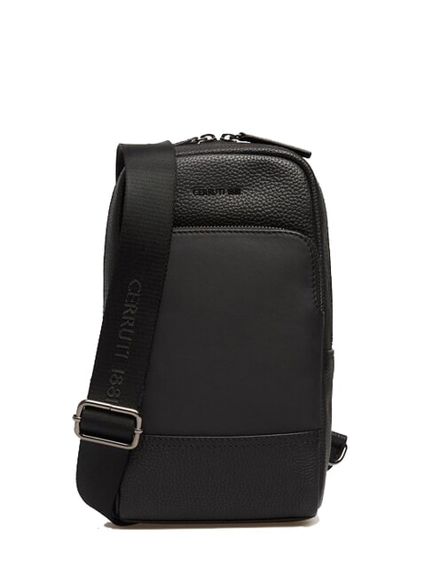 CERRUTI SCOTT Bolso de piel con bolsillo negro - Bandoleras Hombre