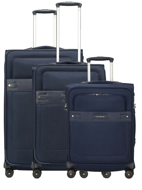 SAMSONITE BEAUHAVEN Conjunto de cabina + Mediano + Grande DARKBLUE - Trolley Semirrígidos