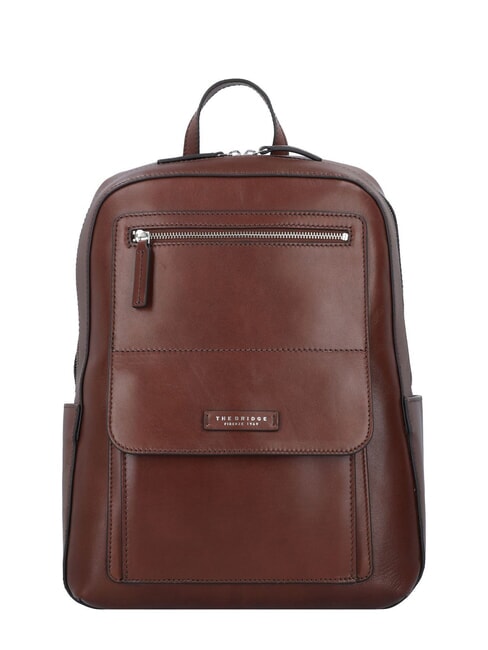THE BRIDGE ALBERTO Mochila para portátil de 13", en piel Marrón / Paladio - Mochilas para portátil
