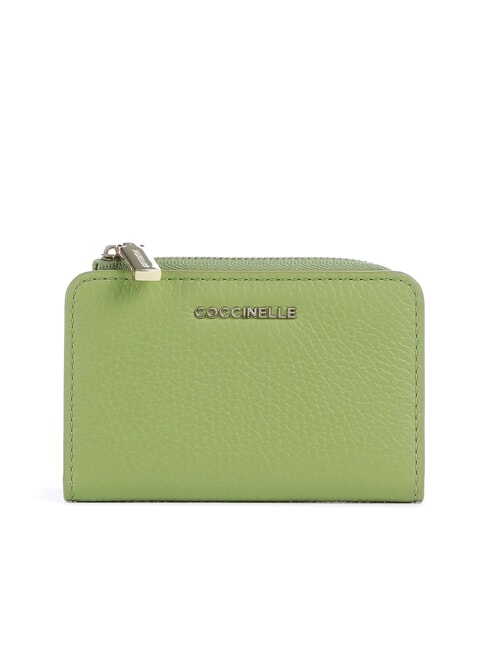 COCCINELLE METALLIC SOFT Tarjetero de piel guacamole - Carteras Mujer
